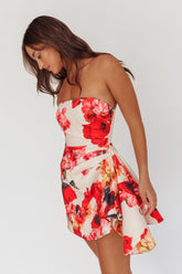 Minnesota Strapless Mini Dress Floral Red
